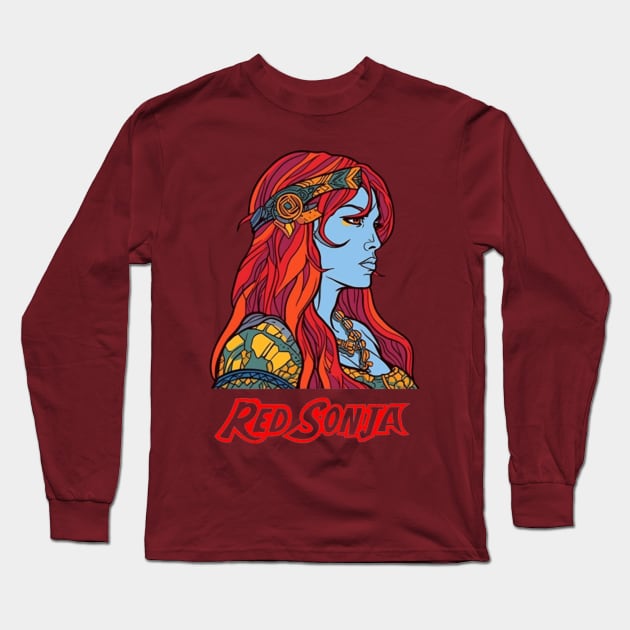 Red Sonja Graffiti Profile and Logo Long Sleeve T-Shirt by ForbiddenGeek